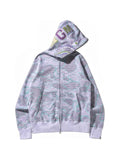 A BATHING APE® Text Code Camo Shark hoodie