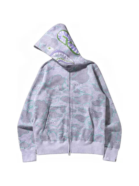 A BATHING APE® Text Code Camo Shark hoodie
